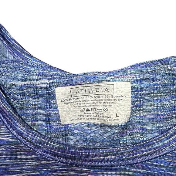 ATHLETA Women’s Caspian Blue Space Dye Fastest Track Short Sleeve Tee Size Large - Picture 4 of 5